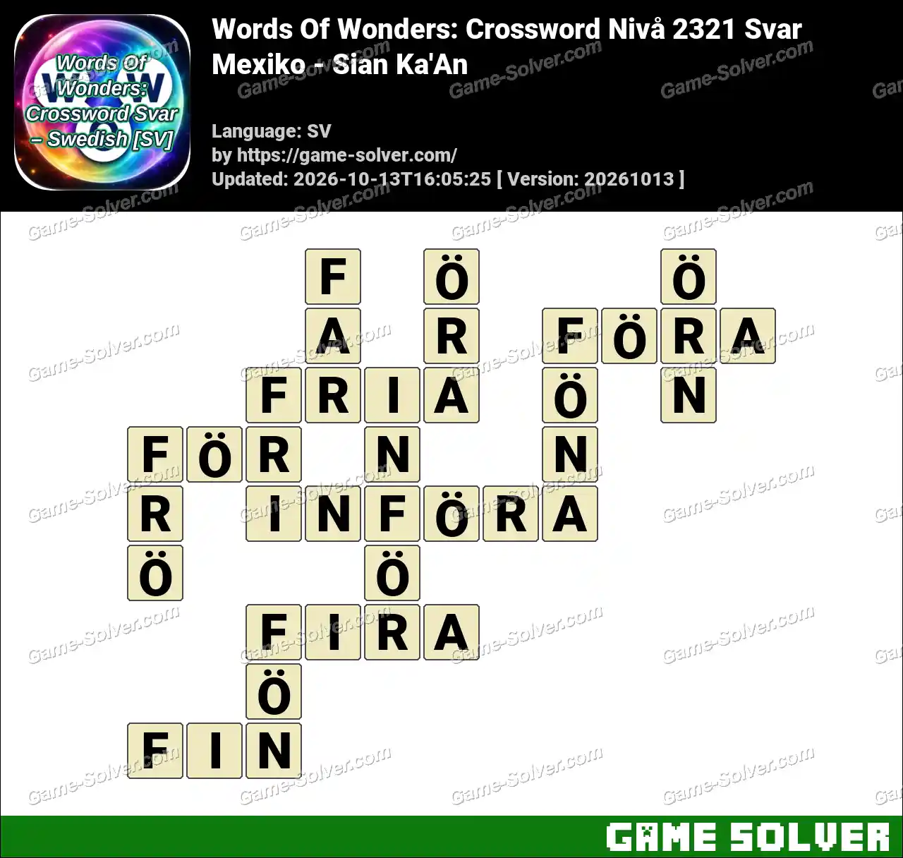 Words Of Wonders: Crossword Nivå 2321 Svar – Mexiko – Sian Ka’An